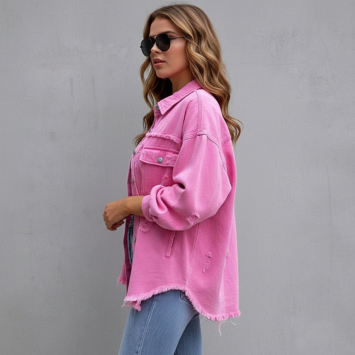 Maria | Distressed Denim Shirt Jacket
